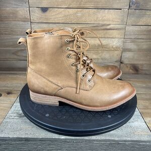 Kork-Ease Womens Size US 6 M Violeta Tan Lace Up Ankle Boots Leather Side Zip
